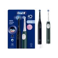 Oral-B Electric Toothbrush, Duo pack , iO2 Series , Rechargeable , For adults , Number of brush heads included 2 , Number of teeth brushing modes 3 , Night Black and Green Forest Oral-B Electric Toothbrush, Duo pack , iO2 Series , Rechargeable , For adults , Number of brush heads included 2 , Number of teeth brushing modes 3 , Night Black and Green Forest