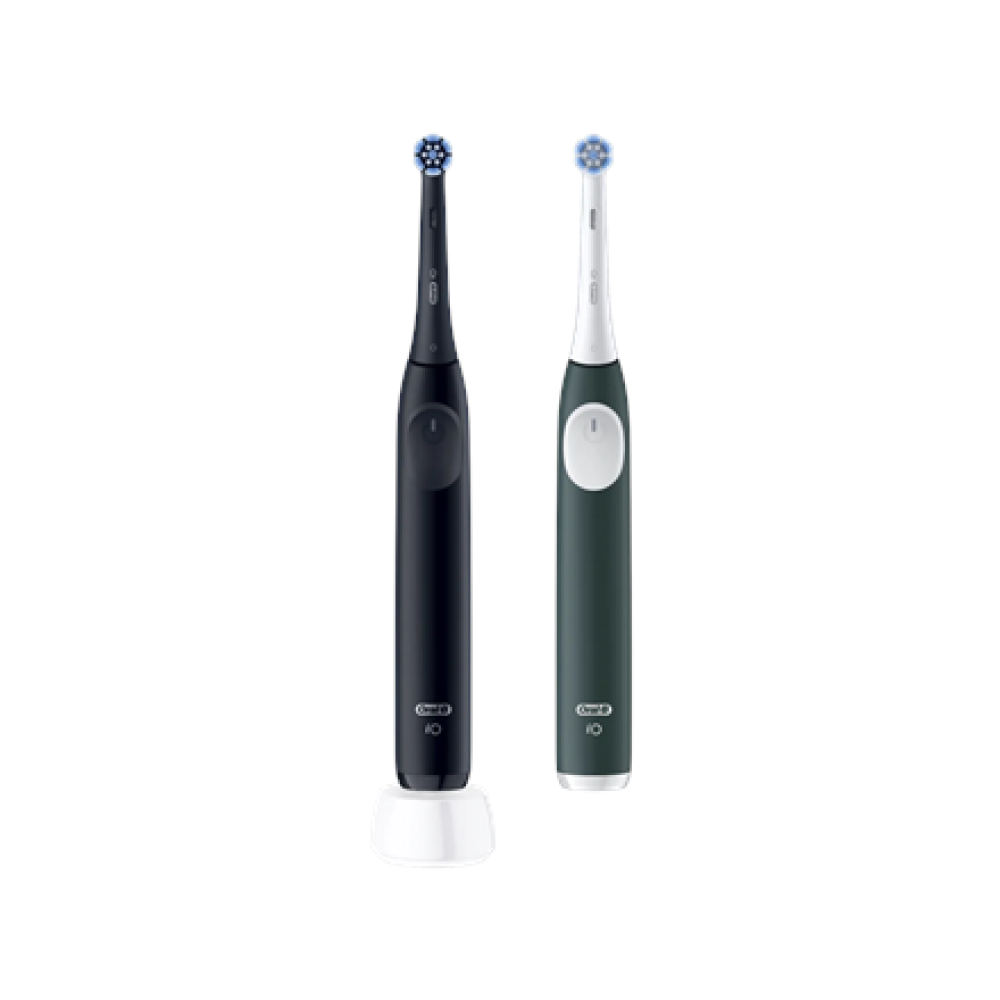 Oral-B Electric Toothbrush, Duo pack , iO2 Series , Rechargeable , For adults , Number of brush heads included 2 , Number of teeth brushing modes 3 , Night Black and Green Forest