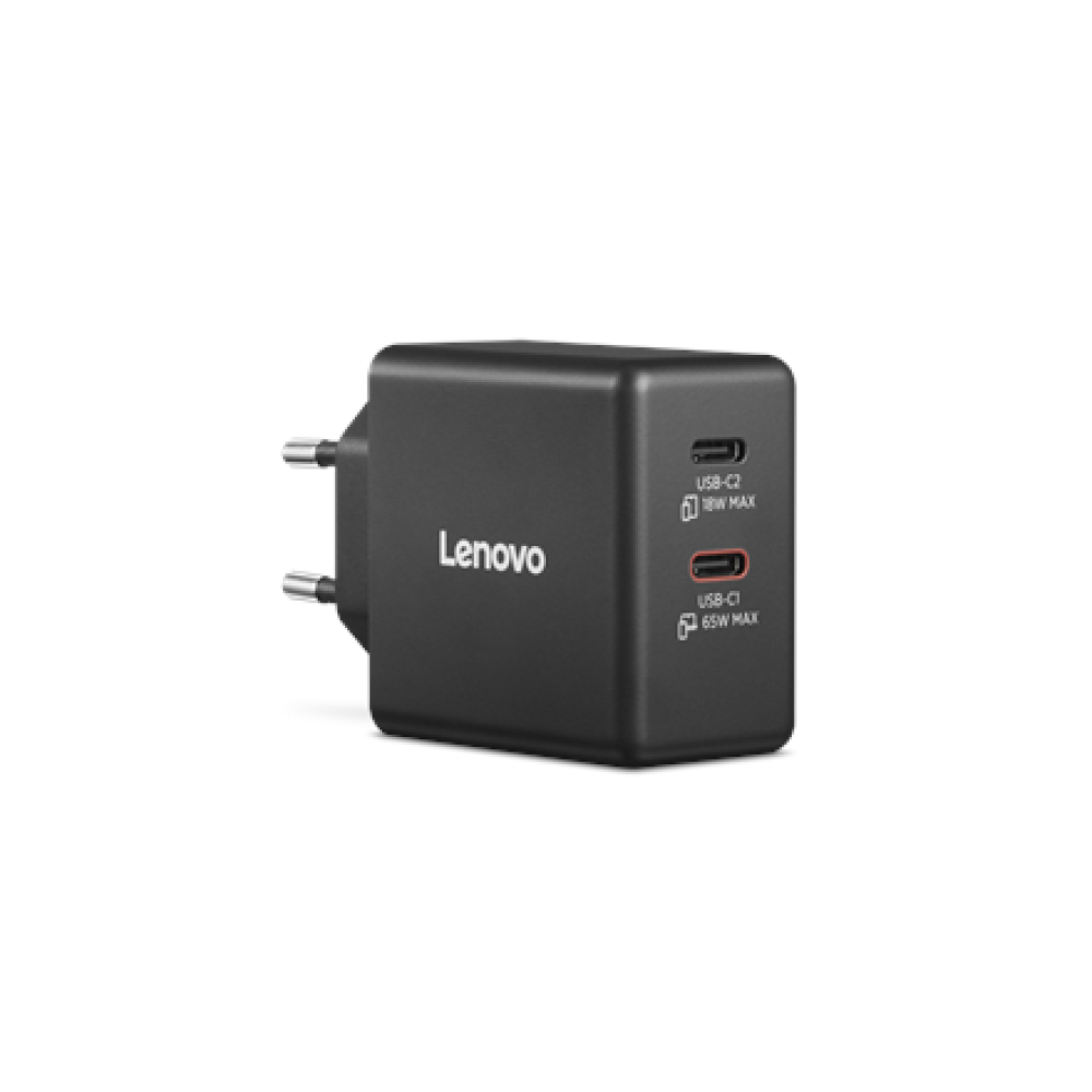 Lenovo Dual USB-C 65W GaN Charger , USB-C , 65 W , Charger