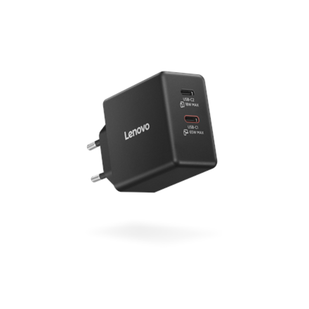 Lenovo Dual USB-C 65W GaN Charger , USB-C , 65 W , Charger