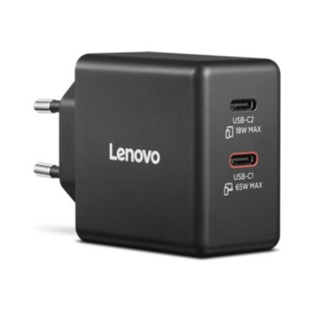 Lenovo Dual USB-C 65W GaN Charger , Charger , USB-C , 65 W