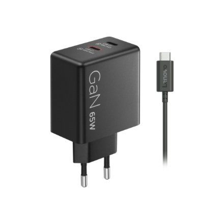 Lenovo Dual USB-C 65W GaN Charger , Charger , USB-C , 65 W