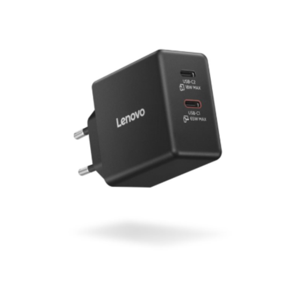 Lenovo Dual USB-C 65W GaN Charger , USB-C , 65 W , Charger