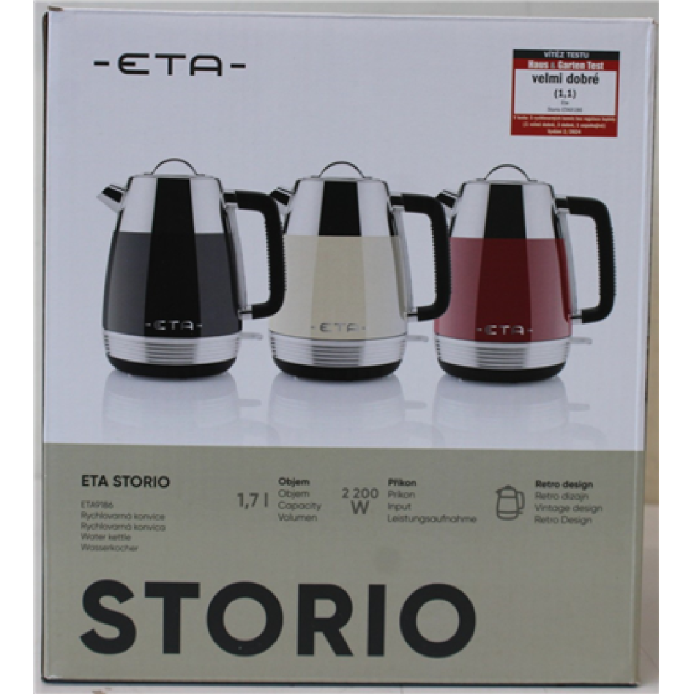 SALE OUT. ETA ETA918690040 Storio Kettle, Power 2150 W, Capacity 1.7 L, Stainless steel, Beige , SALE OUT. ETA , Storio Kettle , ETA918690040 , Standard , 2150 W , 1.7 L , Stainless steel , 360° rotational base , Beige , USED