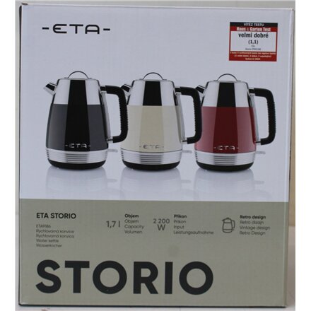 SALE OUT. ETA ETA918690040 Storio Kettle, Power 2150 W, Capacity 1.7 L, Stainless steel, Beige , SALE OUT. ETA , Storio Kettle , ETA918690040 , Standard , 2150 W , 1.7 L , Stainless steel , 360° rotational base , Beige , USED