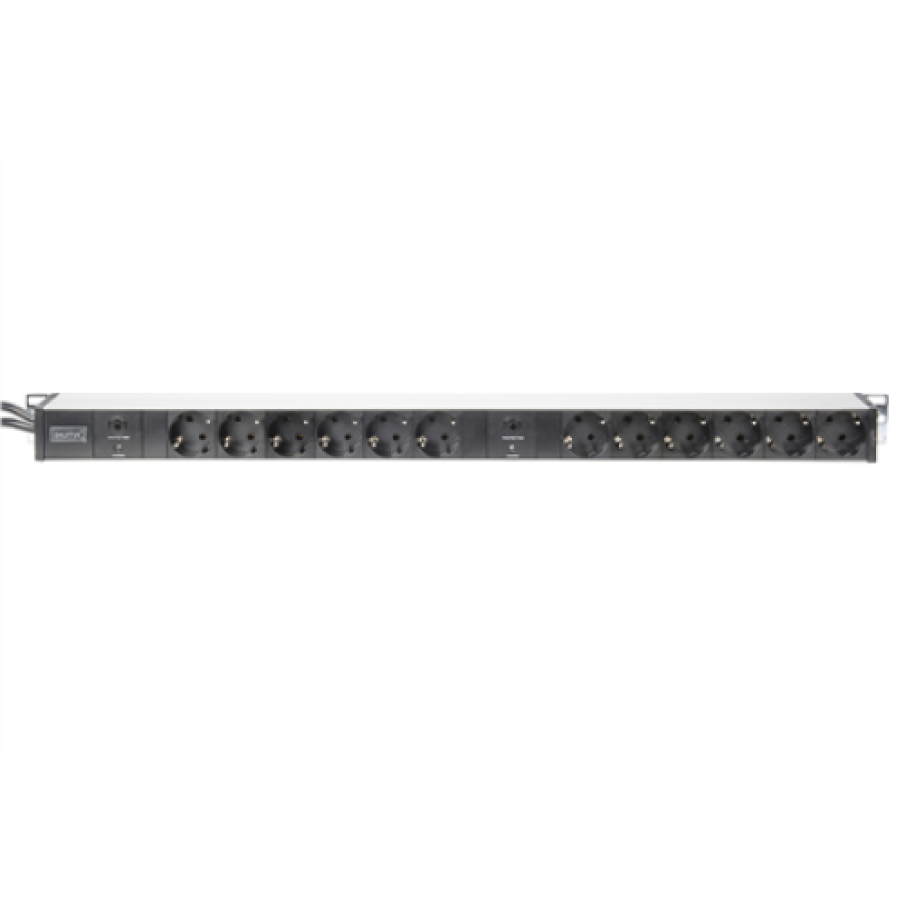 Digitus Aluminum Outlet Strip with overload protection , DN-95405 , Sockets quantity 12