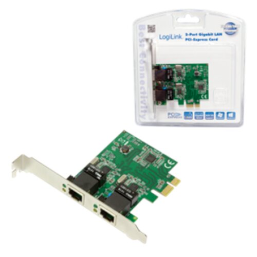 Logilink PC0075, 2-port Gigabit PCI Express network card , Logilink , 2 x Gigabit Lan (RJ 45) , PCIe
