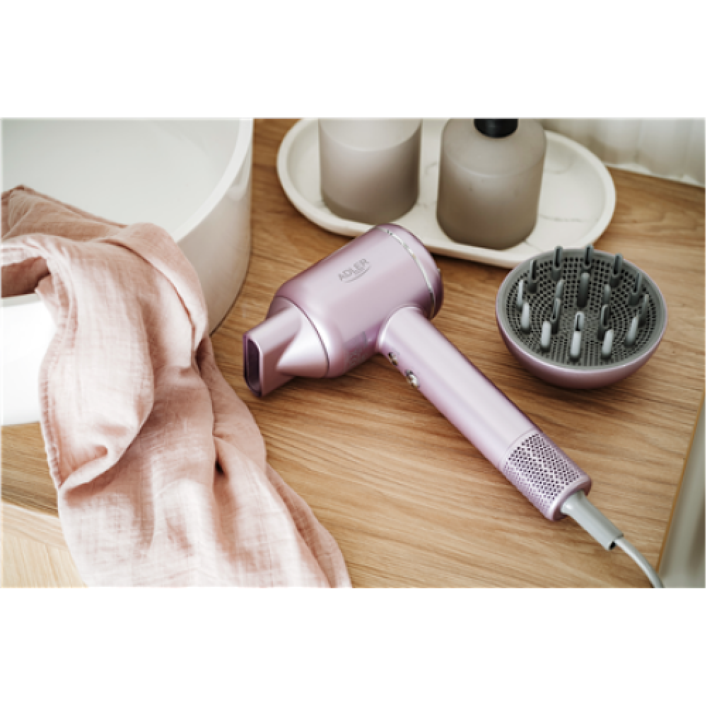 Adler Hair Dryer , AD 2270p SUPERSPEED , 1600 W , Number of temperature settings 3 , Ionic function , Diffuser nozzle , Pink