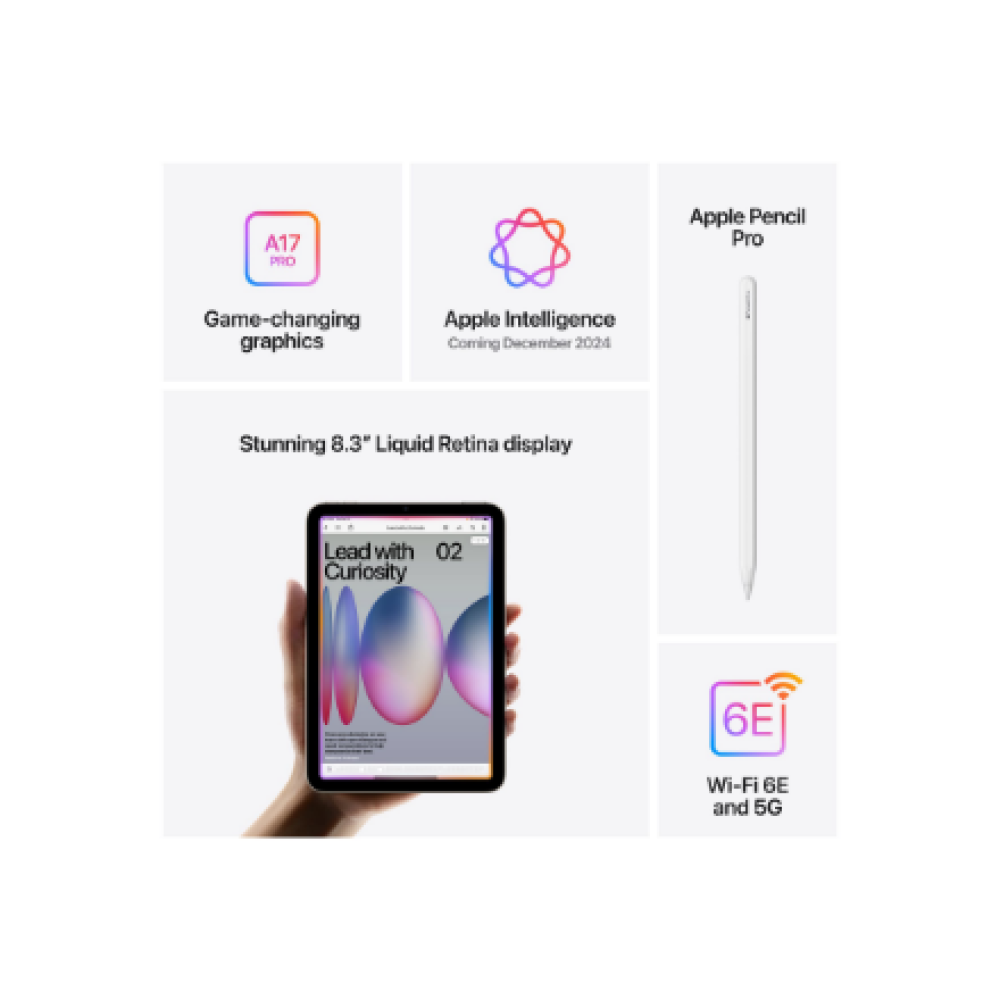 Apple iPad Mini (A17 Pro) Wi-Fi + Cellular 256GB Starlight , Apple