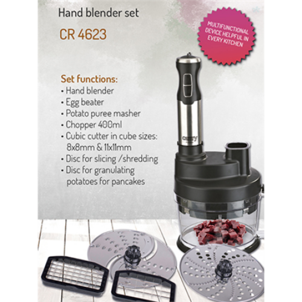 Camry , Blender , CR 4623 , Hand Blender , 1600 W , Number of speeds Variable , Turbo mode , Chopper , Ice crushing , Black