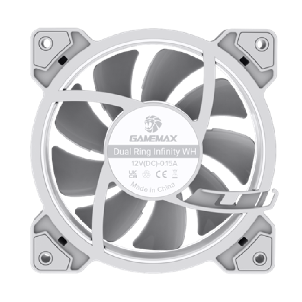 Gamemax Case Fan , DUAL RING INFINITY WH , White