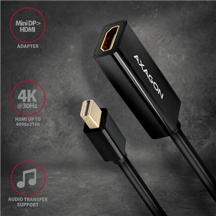 AXAGON Mini DP to HDMI adapter, 4K/30Hz , RVDM-HI14N