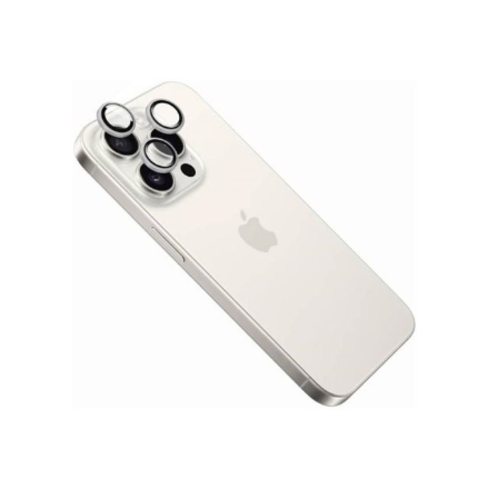 Fixed Camera glass , Apple , iPhone 16 Pro/16 Pro Max , Tempered glass , White titan
