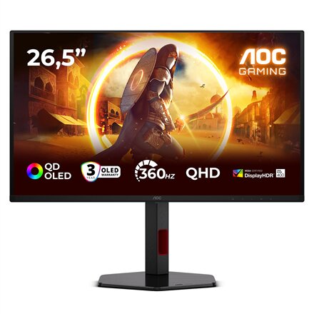 AOC , Q27G4SDR , 27 , QD-OLED , QHD , 16:9 , 360 Hz , 0.03 ms , 2560 x 1440 pixels , 1000 cd/m² , HDMI ports quantity 2 , Black