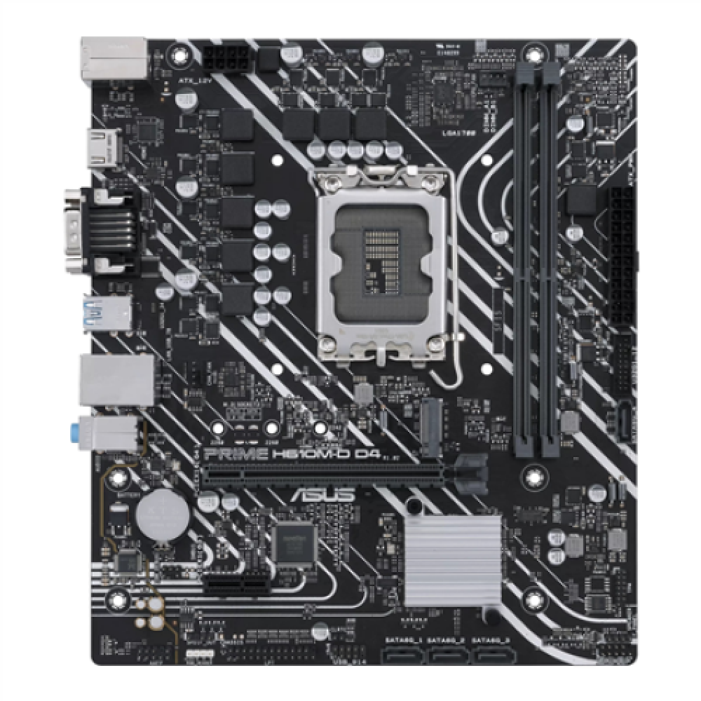 Asus , PRIME H610M-D D4 , Processor family Intel , Processor socket LGA1700 , DDR4 DIMM , Memory slots 2 , Supported hard disk drive interfaces SATA, M.2 , Number of SATA connectors 4 , Chipset Intel H610 , mATX