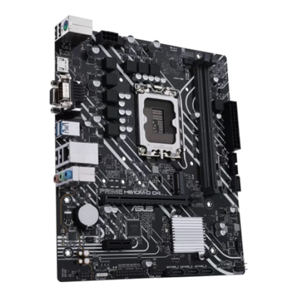 Asus , PRIME H610M-D D4 , Processor family Intel , Processor socket LGA1700 , DDR4 DIMM , Memory slots 2 , Supported hard disk drive interfaces SATA, M.2 , Number of SATA connectors 4 , Chipset Intel H610 , mATX