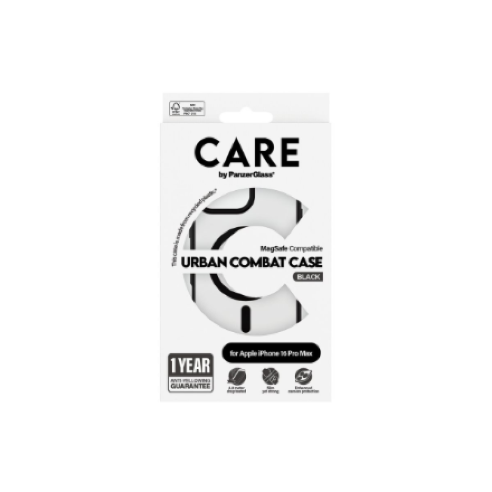 CARE Flagship Case , Back cover , Apple , iPhone 16 Pro Max , Recycled plastic , Black , MagSafe
