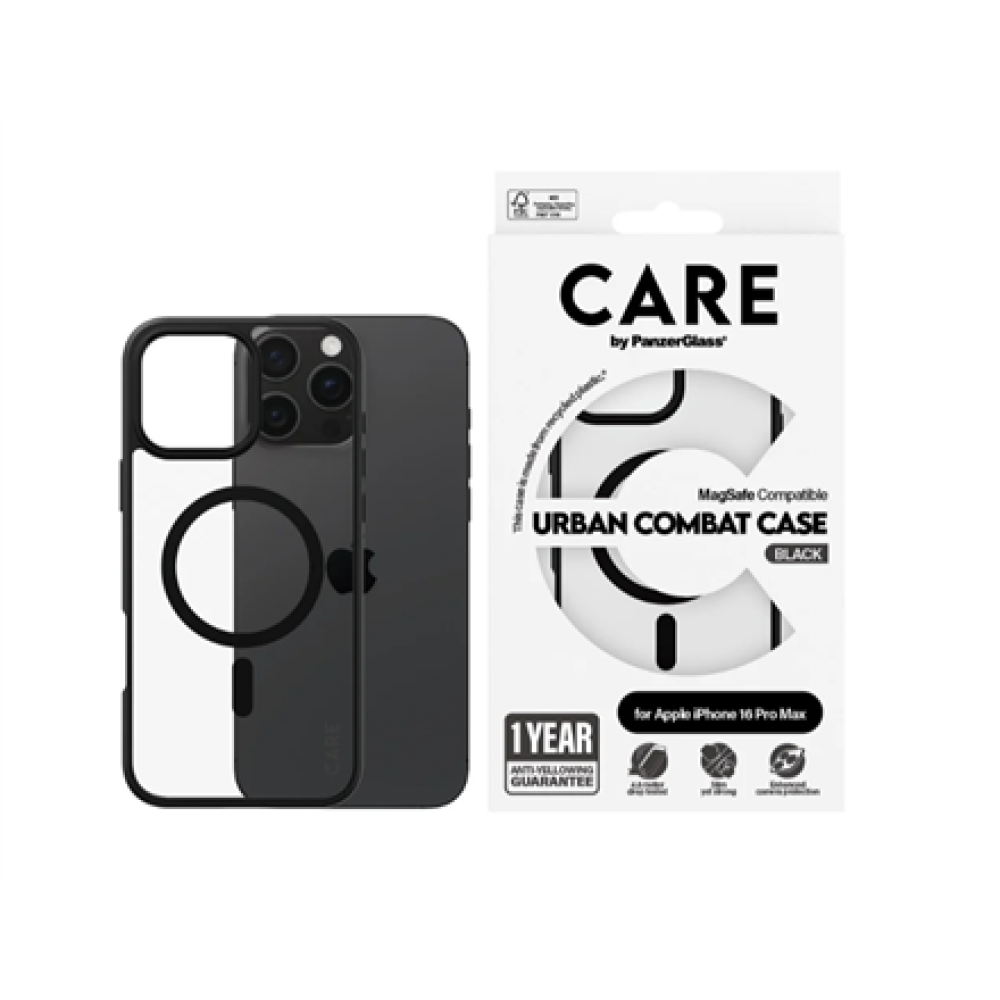 CARE Flagship Case , Back cover , Apple , iPhone 16 Pro Max , Recycled plastic , Black , MagSafe