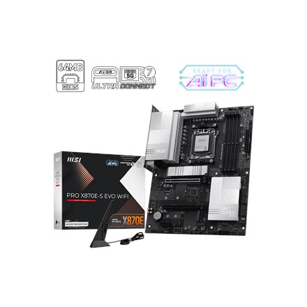 MSI PRO X870E-S EVO WIFI , Processor family AMD , Processor socket AM5 , DDR5 , Supported hard disk drive interfaces SATA, M.2 , Number of SATA connectors 4