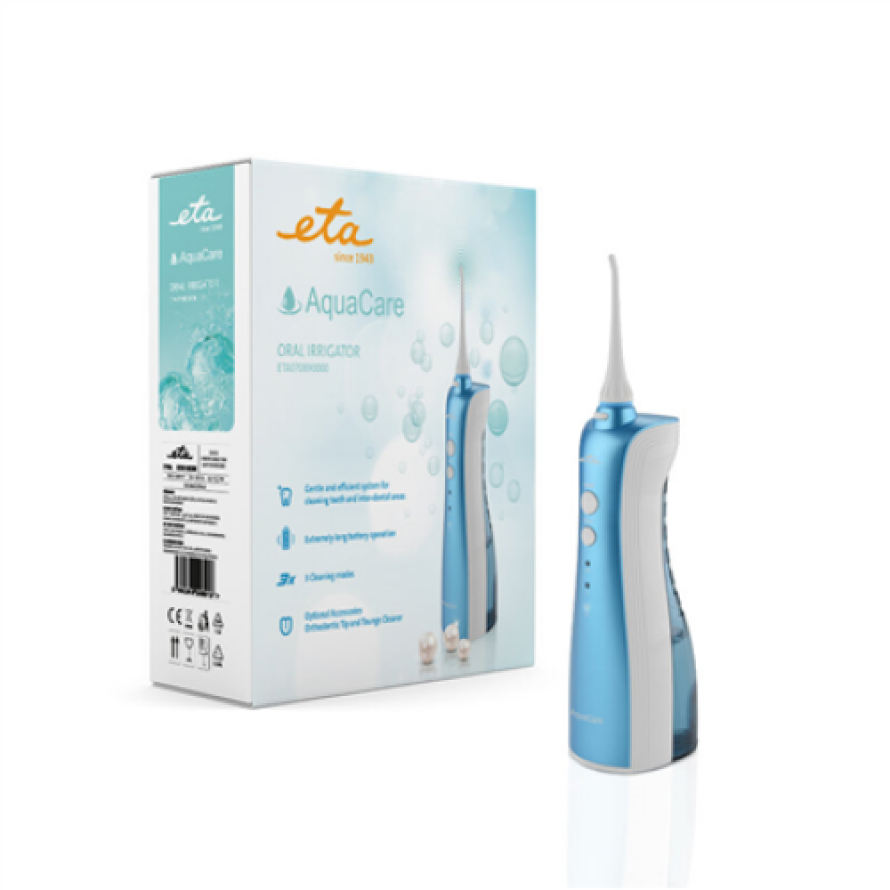 ETA Aqua Care flosser Sonetic 0708 90000 Rechargeable For adults Number of brush heads included 2 Number of teeth brushing modes 3 Sonic technology Blue