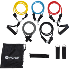 Pure2Improve Exercise Tube Set Black, Blue, Grey, Red and Yellow, Foam, Rubber