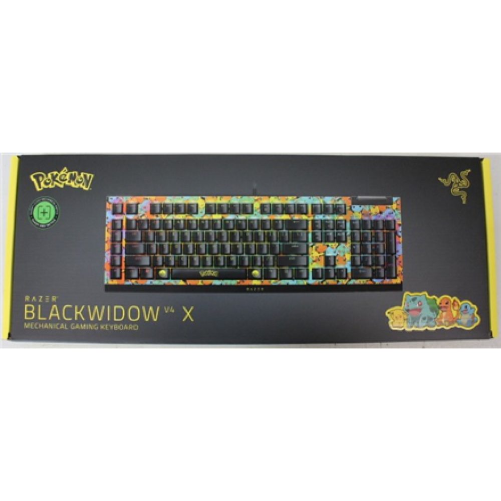 SALE OUT. SALE OUT. Razer BlackWidow V4 X , Mechanical Gaming Keyboard , Wired , US , Green Mechanical Switches , Pokémon Edition , DEMO