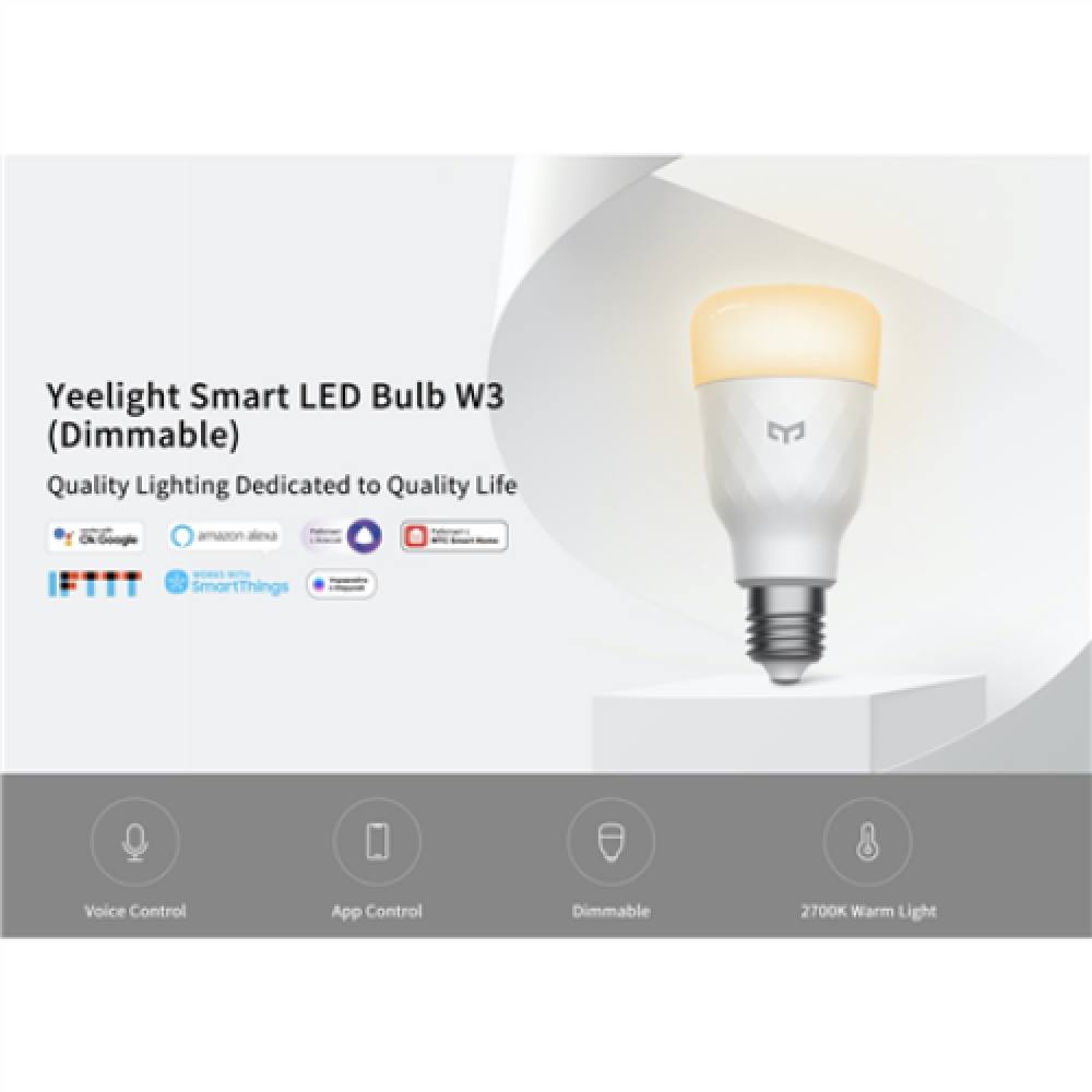 Yeelight LED Smart bulb E27 8W 900Lm W3 White Dimmable