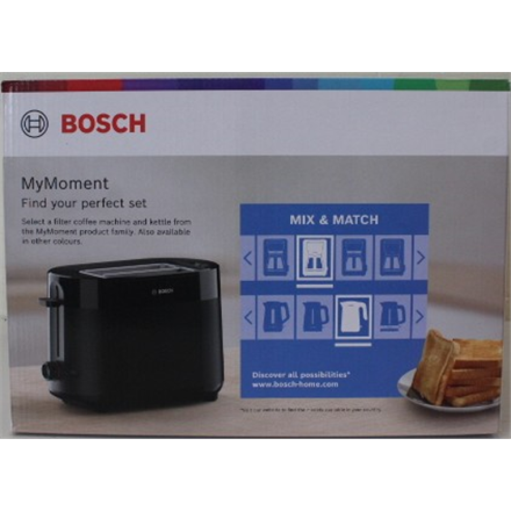 SALE OUT. Bosch Compact Toaster , TAT2M123 MyMoment , Power 950 W , Number of slots 2 , Housing material Plastic , Black , DAMAGED PACKAGING