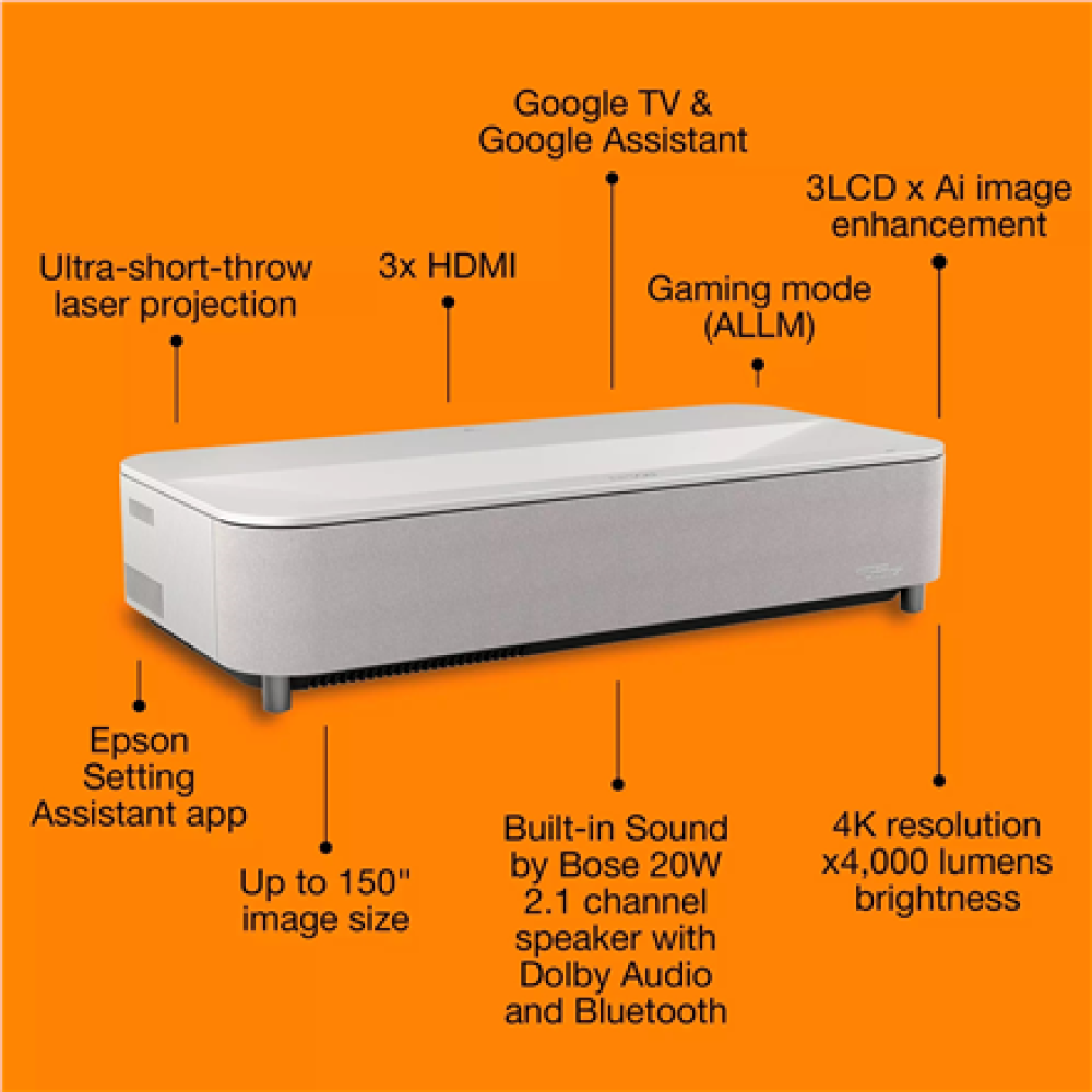 Epson EH-LS970W , 4000 ANSI lumens , 4K UHD (3840 x 2160) , White , Wi-Fi