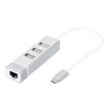 Digitus , USB Type-C 3-Port Hub + Fast Ethernet LAN Adapter , DA-70253
