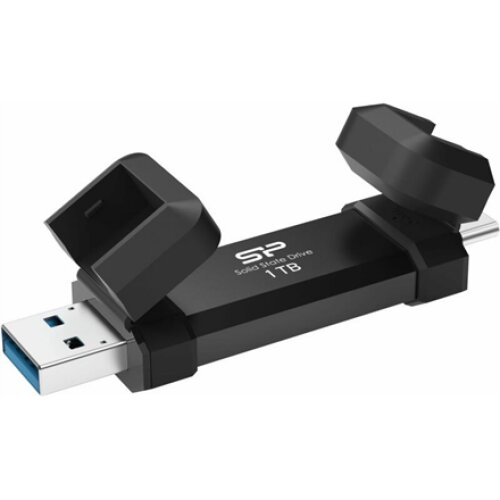 Silicon Power Portable External SSD , DS72 , 1000 GB , USB Type-A, USB Type-C 3.2 Gen 2 , Black