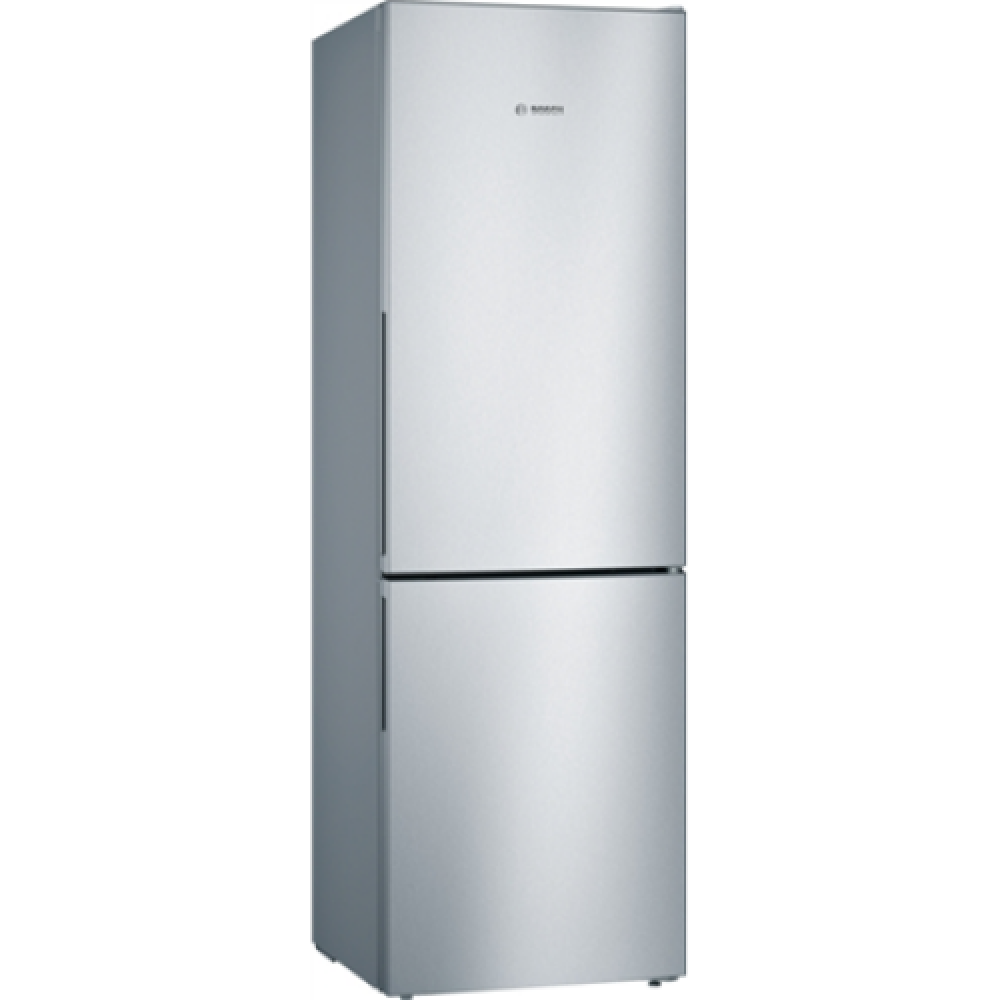 Bosch , Refrigerator , KGV36VIEAS , Energy efficiency class E , Free standing , Combi , Height 186 cm , No Frost system , Fridge net capacity 214 L , Freezer net capacity 94 L , 39 dB , Stainless Steel