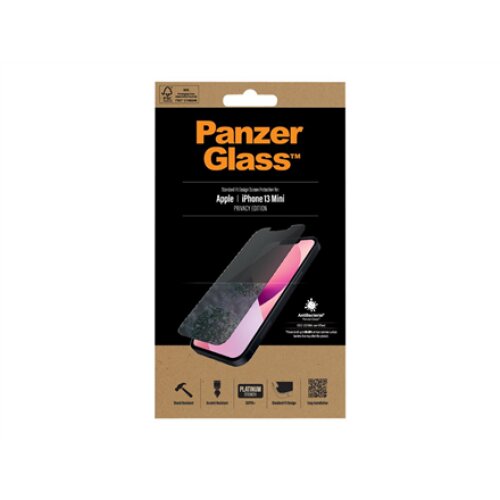 PanzerGlass , Apple , iPhone 13 Mini , Tempered glass , Black , Crystal clear; Resistant to scratches and bacteria; Shock absorbing; Easy to install , Privacy Screen Protector