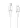 Fixed , Data And Charging Cable With USB/lightning Connectors and PD support , White