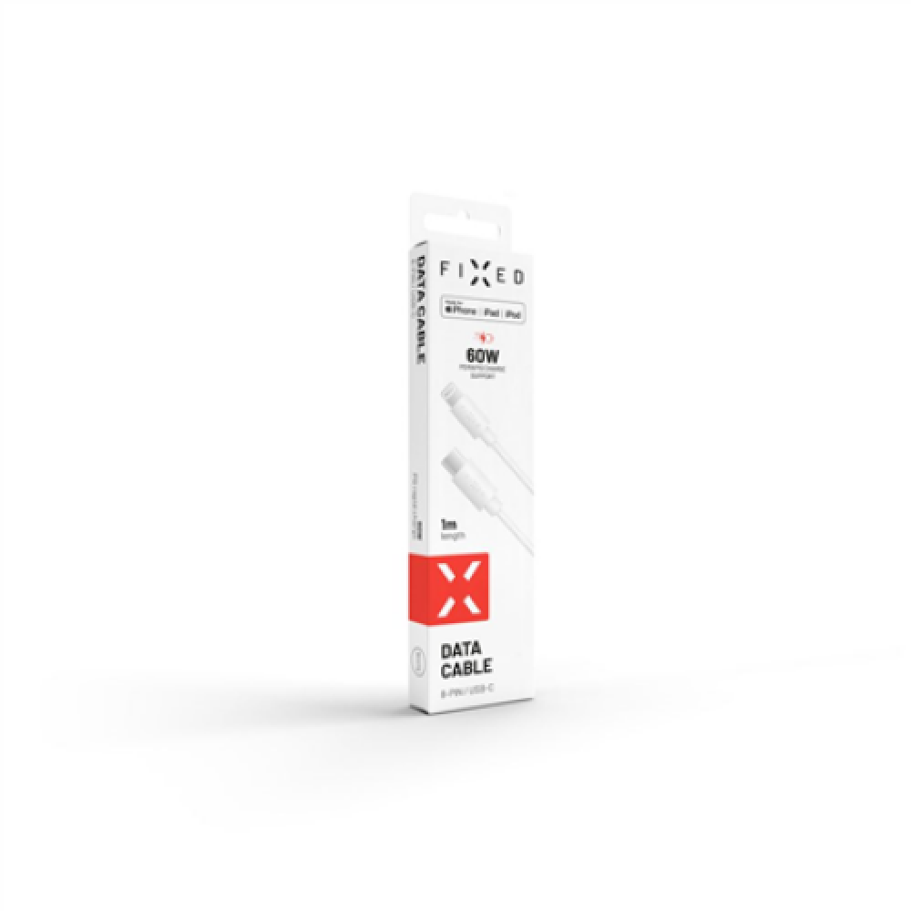 Fixed , Data And Charging Cable With USB/lightning Connectors and PD support , White
