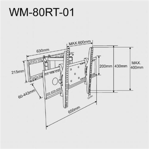 Gembird , Full-motion wall mount , Fixed , 37-80 , Maximum weight (capacity) 60 kg , Black