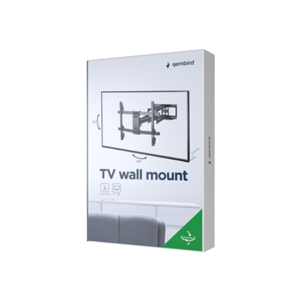 Gembird , Full-motion wall mount , Fixed , 37-80 , Maximum weight (capacity) 60 kg , Black