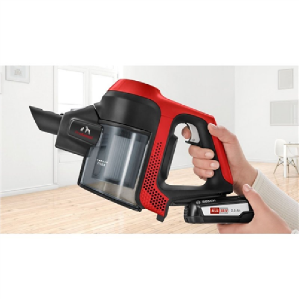 Bosch Vacuum cleaner Unlimited ProAnimal BBS61PET2 Handstick 2in1, 18 V, Operating time (max) 30 min, Red/Black, Warranty 24 month(s), Battery warranty 24 month(s), Made in Germany