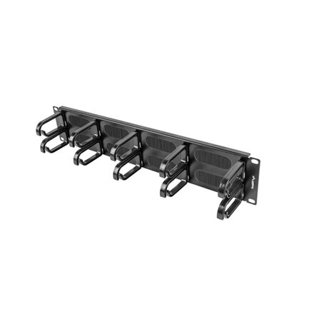 Lanberg 19 cable management brush panel 10 rings - type B 2U , AK-1204-B , Black