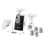 Bosch , Meat mincer , MFW3850B , White , 1800 W , Number of speeds 2 , Throughput (kg/min) 2 , Shredder with 4 drums for: slicing, potato grating, coarse grating and fine grating; Citrus press; Discs: 2,7 / 4 / 8; Sausage horn; Kebbe