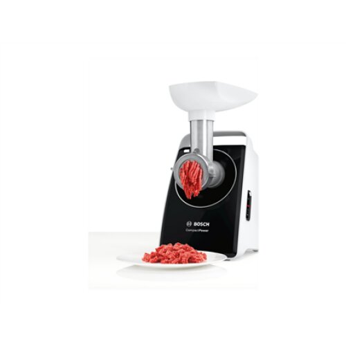 Bosch , Meat mincer , MFW3850B , White , 1800 W , Number of speeds 2 , Throughput (kg/min) 2 , Shredder with 4 drums for: slicing, potato grating, coarse grating and fine grating; Citrus press; Discs: 2,7 / 4 / 8; Sausage horn; Kebbe