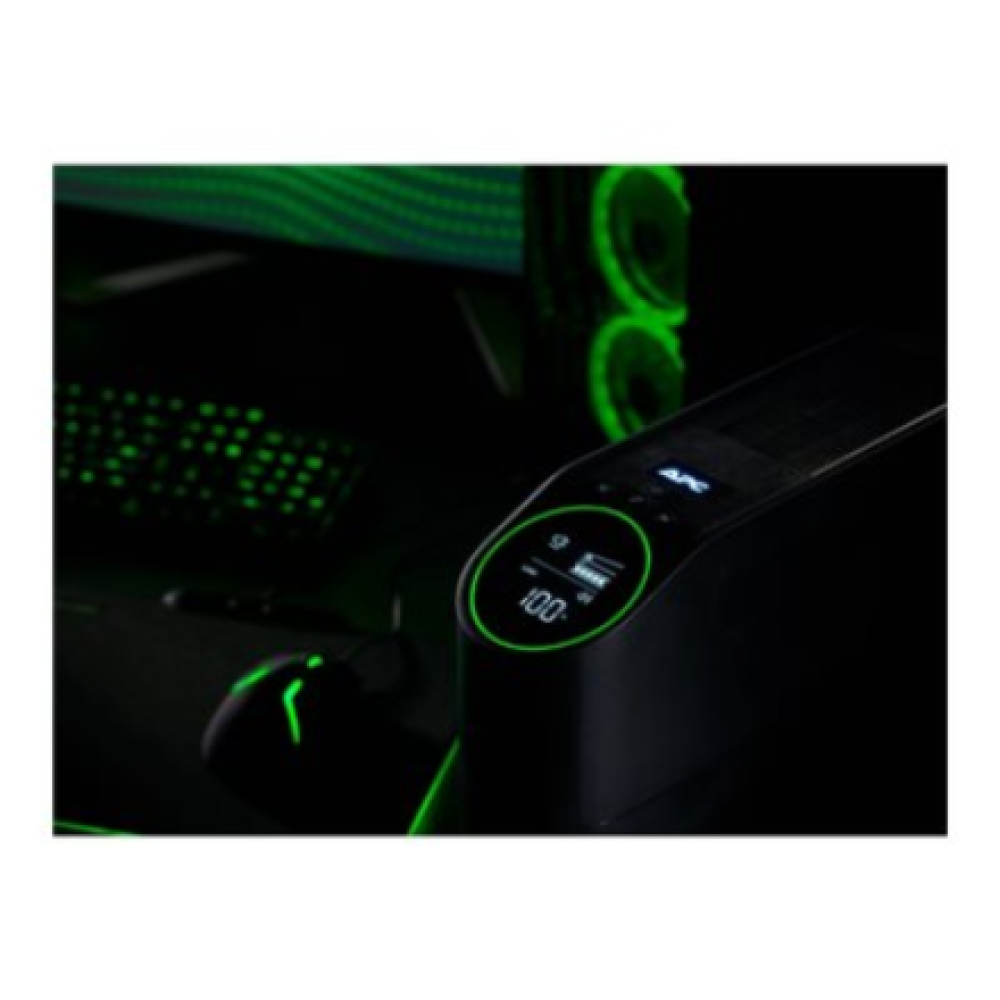 APC Back-UPS Pro for Gaming, 2200VA/1320W, Tower, 230V, 4x Schuko ir 2x IEC C13 lizdai, RGB Light, Pure Sine Wave, Midnight (Black) , Schneider Electric