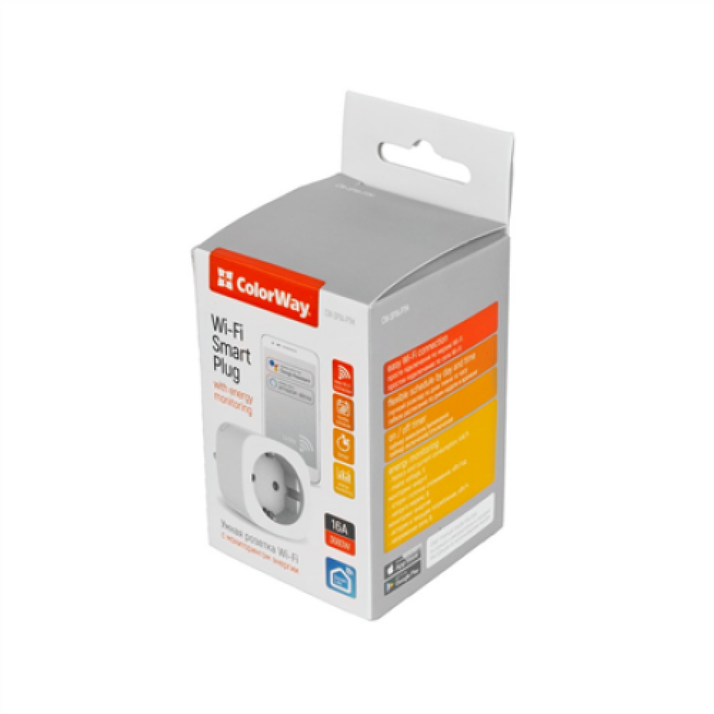 ColorWay , 16 A , LED light , Smart Wi-Fi Socket , Schedule, Timer, Energy monitoring , 100 - 240 V V , 220 V