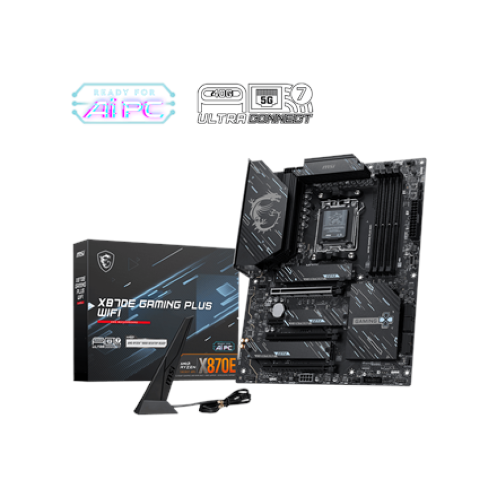 MSI X870E GAMING PLUS WIFI , Processor family AMD , Processor socket AM5 , DDR5 UDIMM , Supported hard disk drive interfaces SATA, M.2 , Number of SATA connectors 4