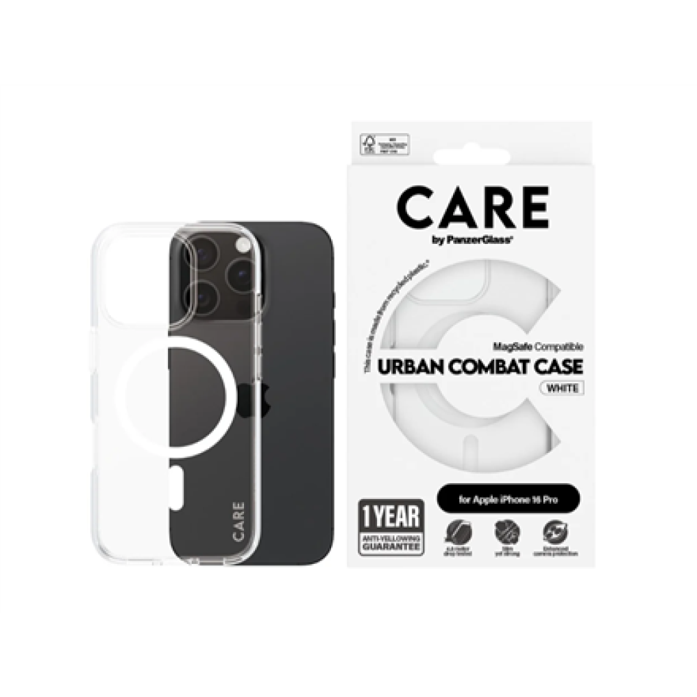 CARE Flagship Case , Back cover , Apple , iPhone 16 PRO , Recycled plastic , White , MagSafe