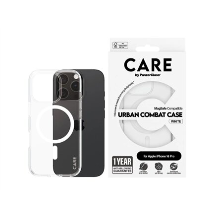 CARE Flagship Case , Back cover , Apple , iPhone 16 PRO , Recycled plastic , White , MagSafe