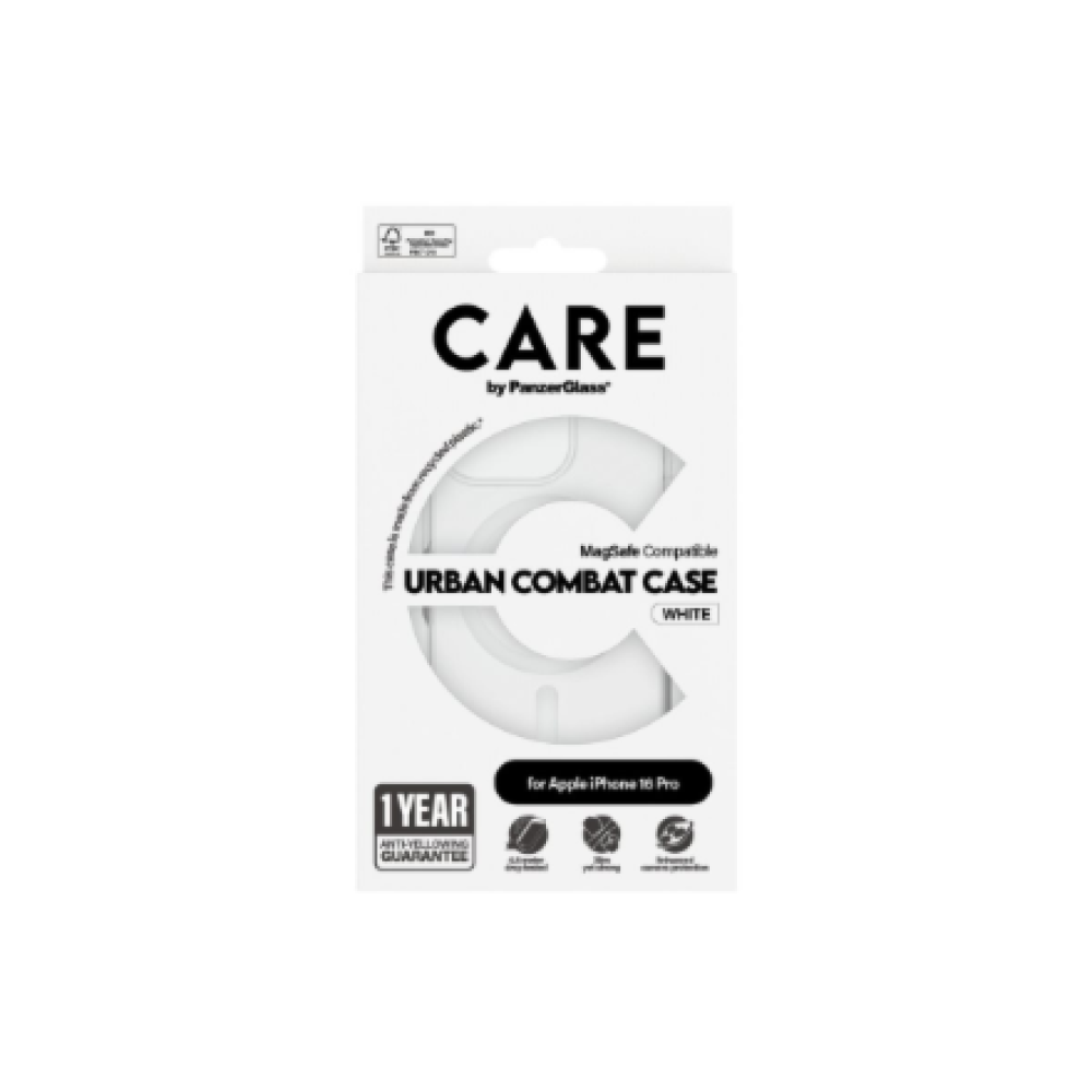 CARE Flagship Case , Back cover , Apple , iPhone 16 PRO , Recycled plastic , White , MagSafe