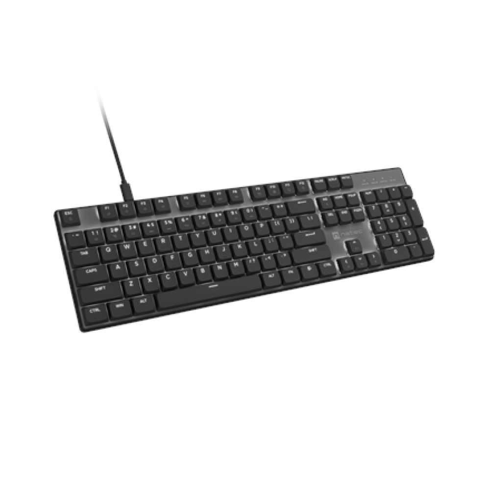 Natec Amberjack , Keyboard , Wired , US , Linear , White backlight, Hot-swappable switches, Anti-ghosting, Built-in memory, Macro recording , Black/Gray