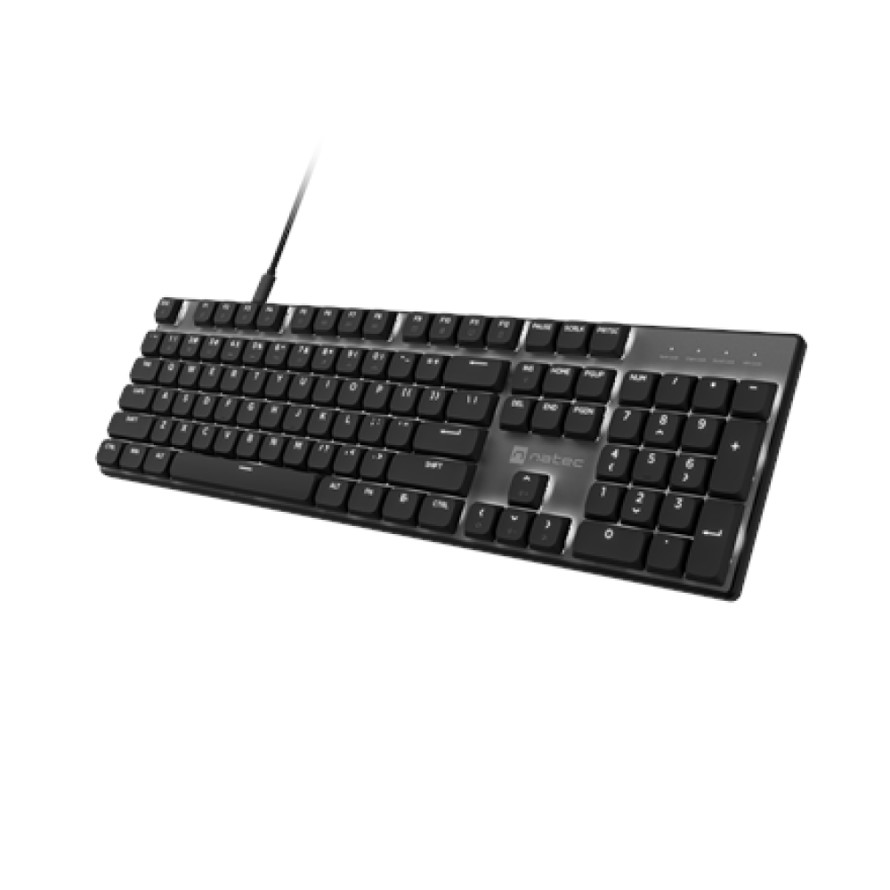 Natec Amberjack , Keyboard , Wired , US , Linear , White backlight, Hot-swappable switches, Anti-ghosting, Built-in memory, Macro recording , Black/Gray