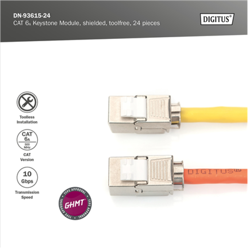 Digitus , Keystone Module , CAT 6A , 14.5 x 34.5 x 21.0 mm